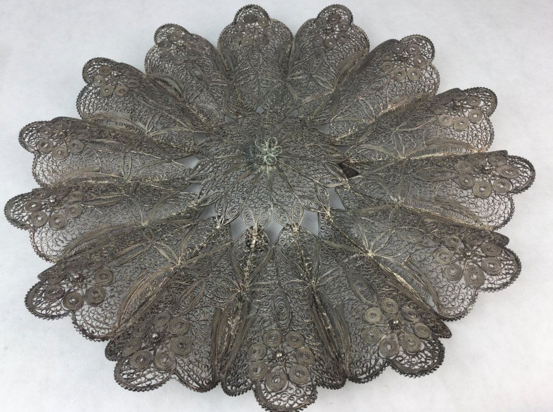 Antique Filigree Plaque 900 Silver: 900 Silver Antique Filigree Plaque. Measures Approx: 10 1/2".