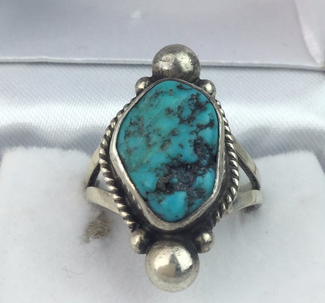 Artist Signed Sterling & Turquoise Ring (1 of 3)