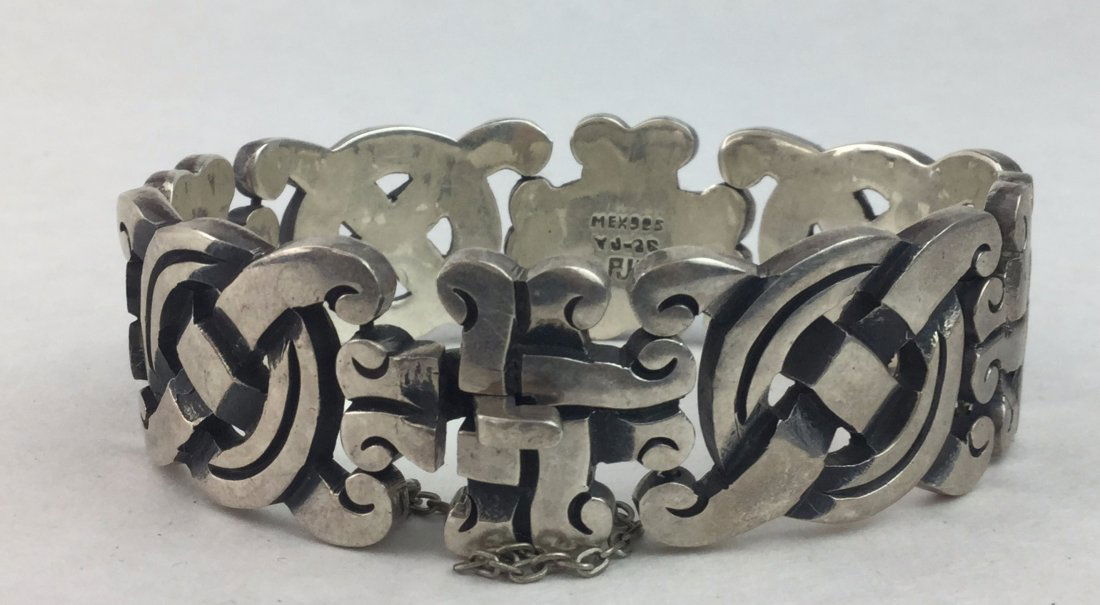 TAXCO 925 Sterling Bracelet Artist Signed PJH (1 of 4)
