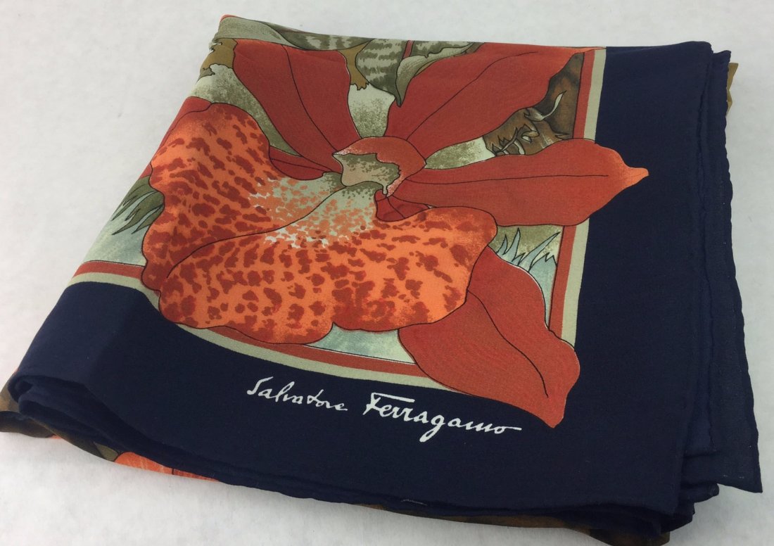 Salvatore Ferragamo Silk Floral Scarf: Gorgeous silk scarf by Salvatore Ferragamo.