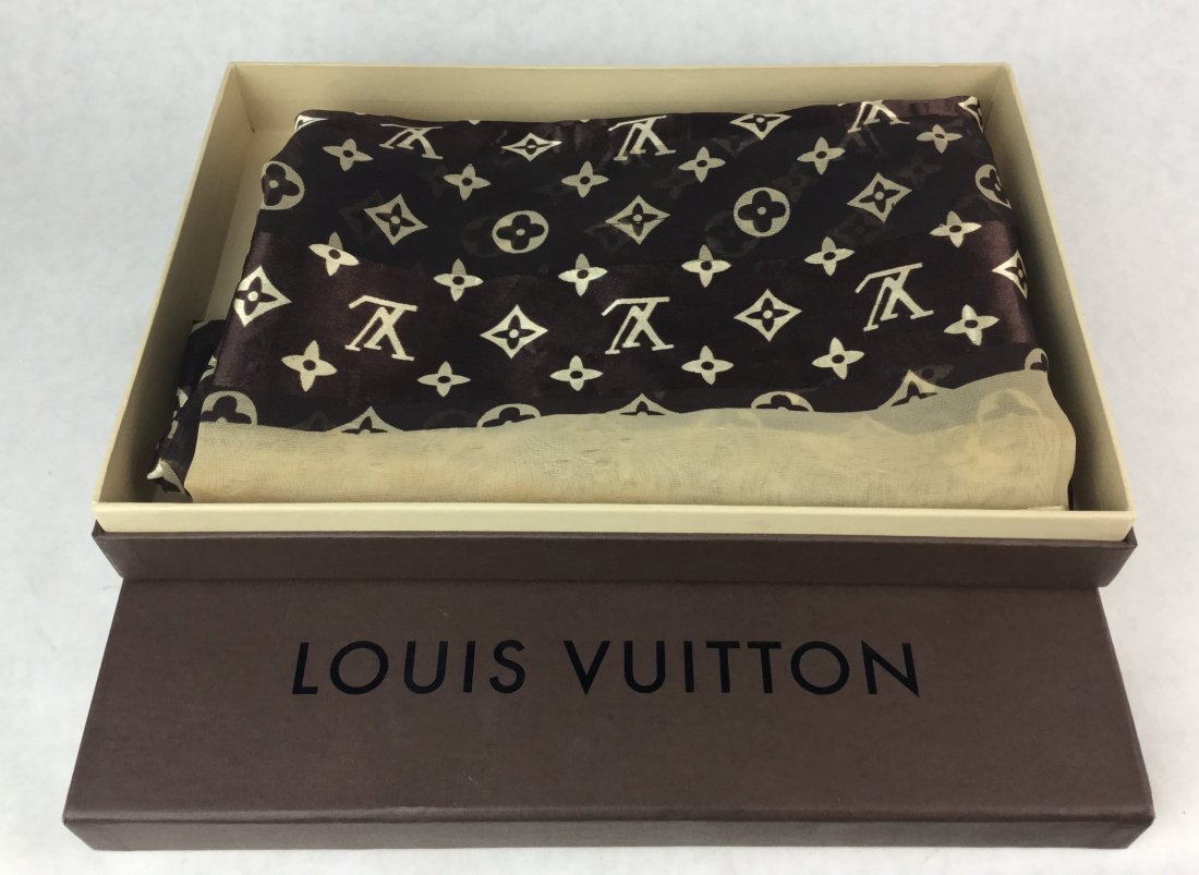 LOUIS VUITTON Vintage Monogram LV Silk Scarf (1 of 2)