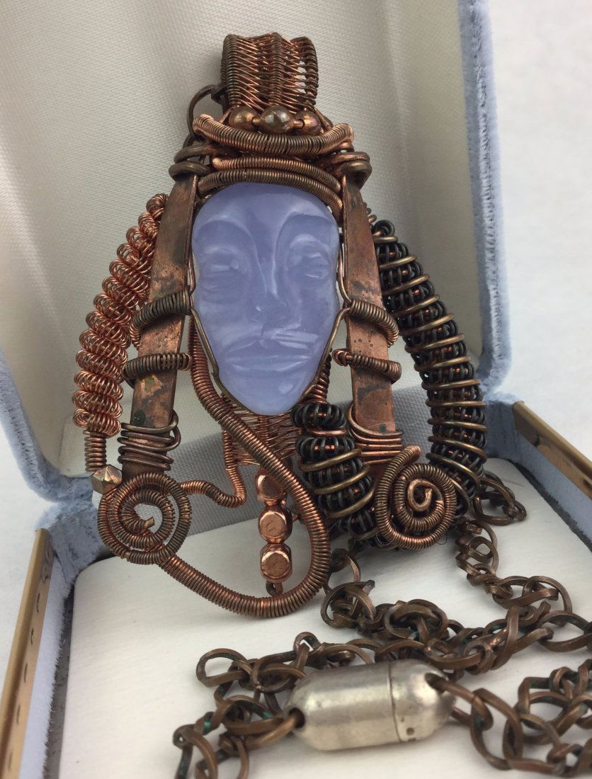 Art Deco Copper & Glass Necklace (1 of 3)