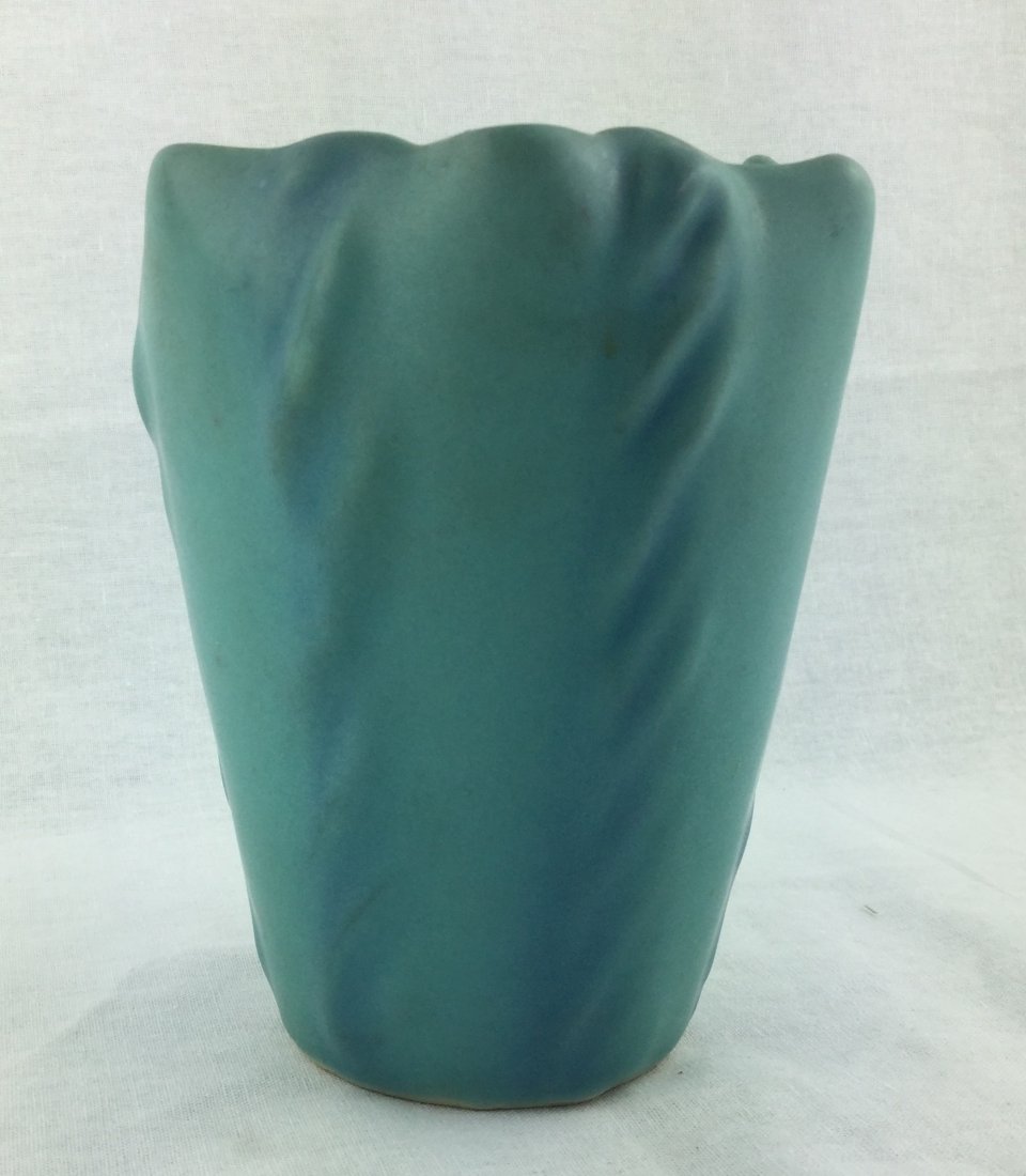 Van Briggle Turquoise Ruffled 5" Art Pottery Vase (1 of 2)