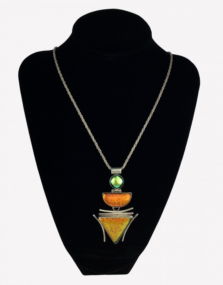 Sterling Silver Art Glass Necklace (1 of 2)