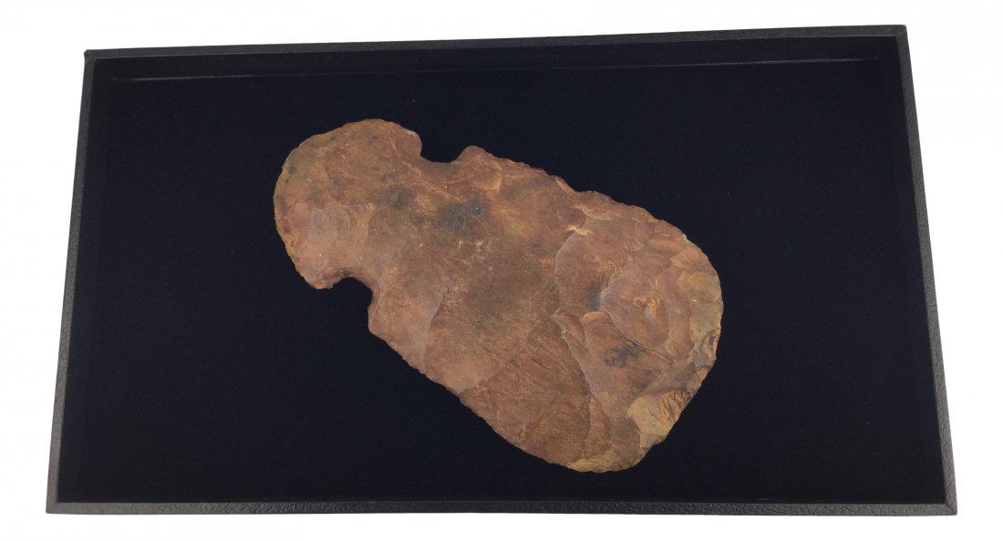 Spade Prehistoric Cahokia Mound Builder: Spade Prehistoric Cahokia Mound Builder.Measures: 8 inches long. This Collection of Prehistoric Axes & Stones came from the Long Beach Estate of Collector Peggy Kerstner.