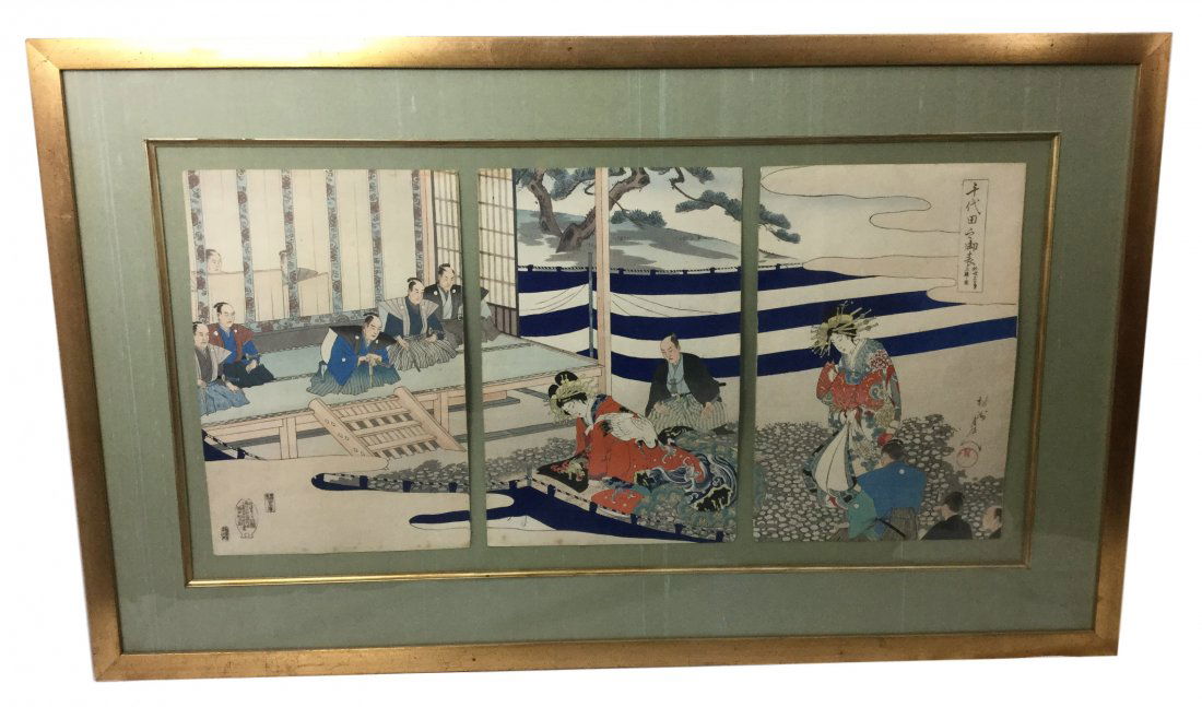 Large Triptych Japanese 3 Wood Block Framed Print (1 of 2)