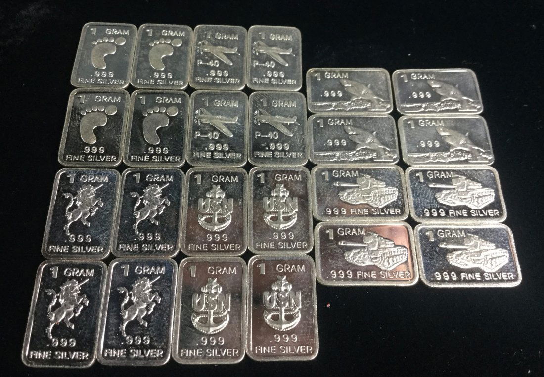 24 Fine Silver. 999 1 Gram Bars with Awesome Graphics (1 of 3)
