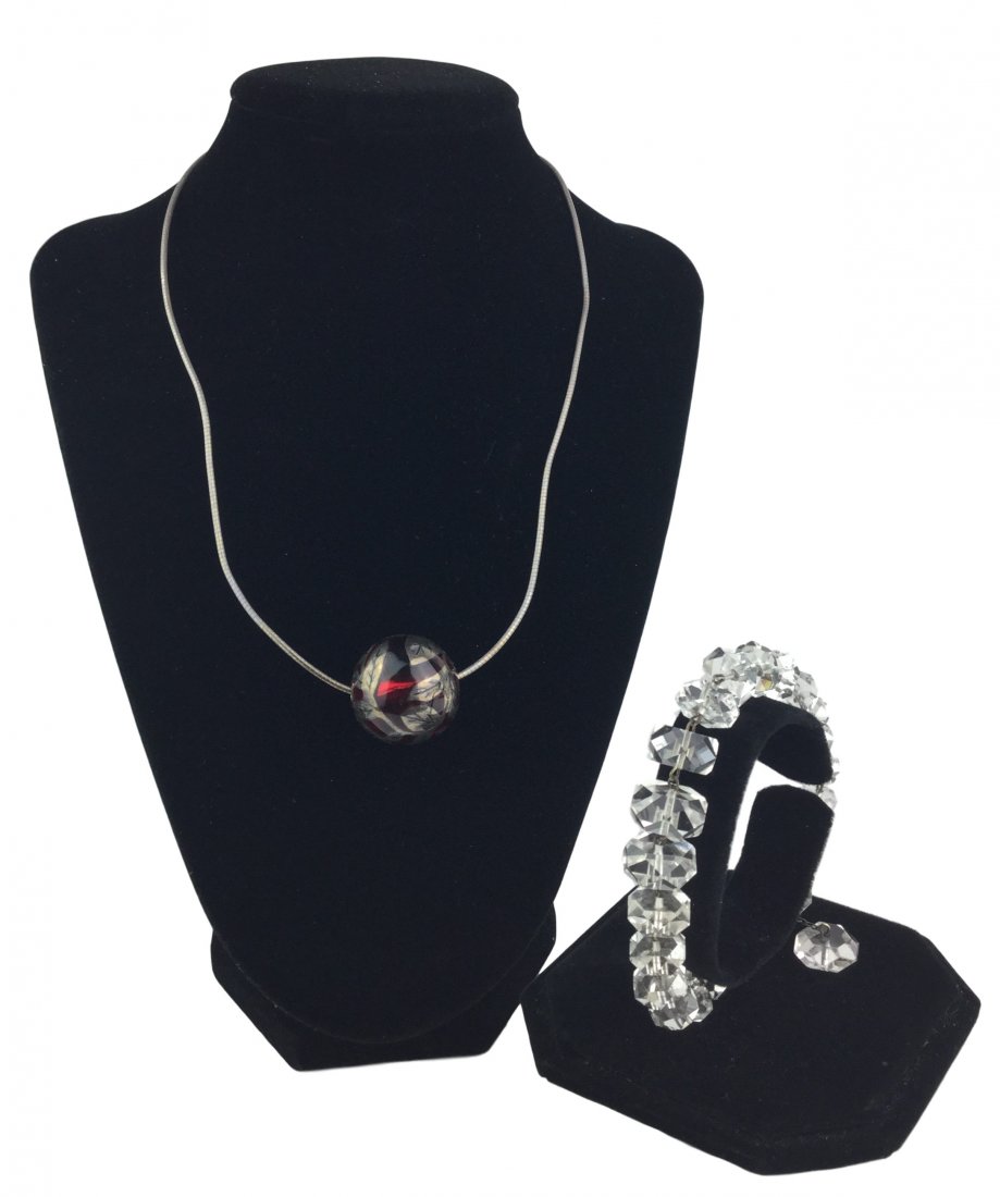 Vintage Crystal Bracelet & Sterling Ruby Ball Necklace (1 of 3)