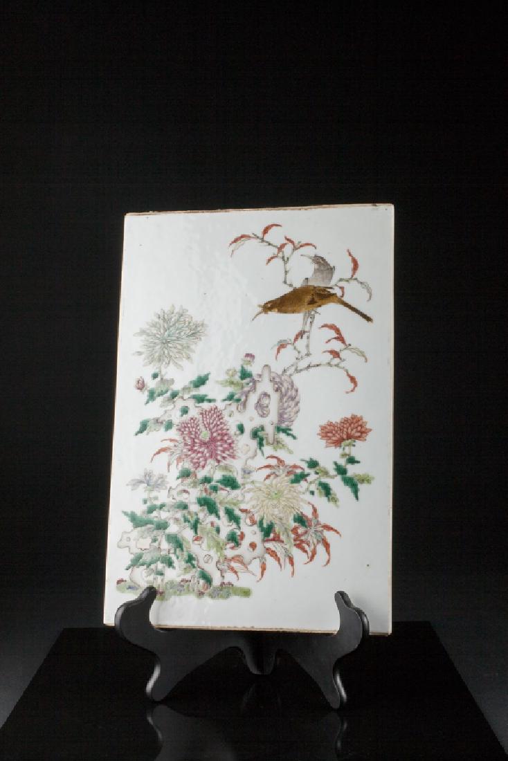 Large Famille Rose porcelain garden plaque, (1 of 8)
