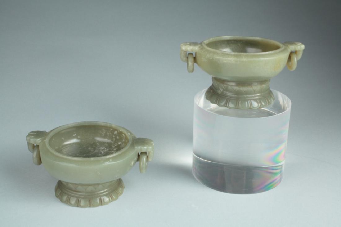Old pair of Chinese jade censers on jade stands, (1 of 10)