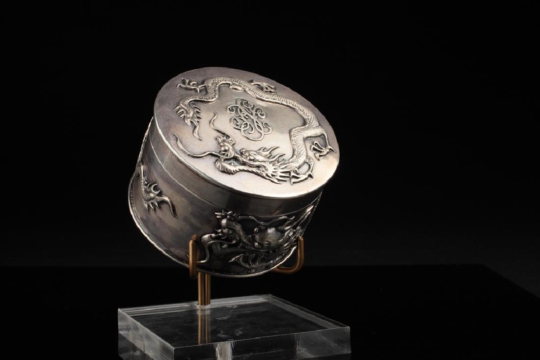 A Chinese export "dragon" silver box, (1 of 8)