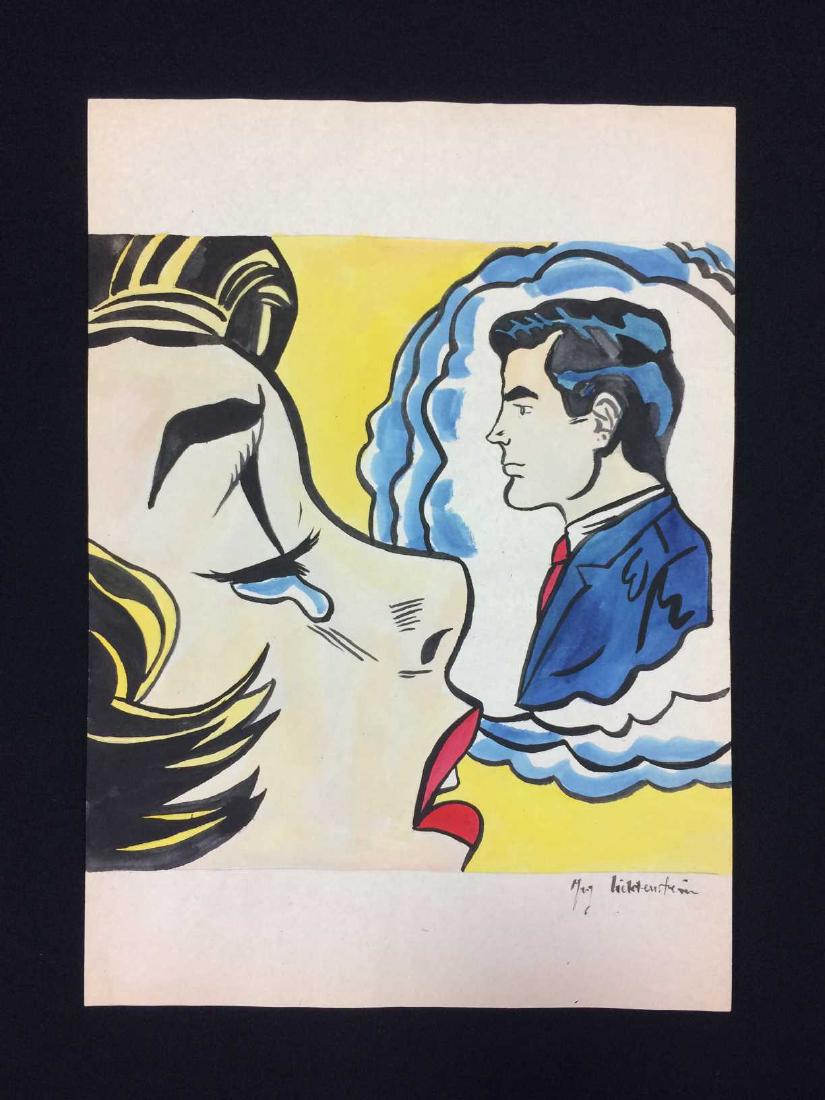 Original Watercolor on Paper Signed 'Roy Lichtenstein' (1 of 4)