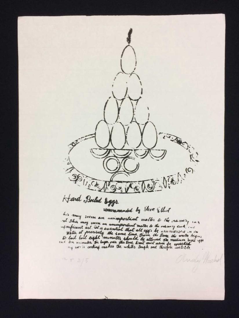 Hand Signed 'Andy Warhol' Lithograph â€œHard Boiled (1 of 4)