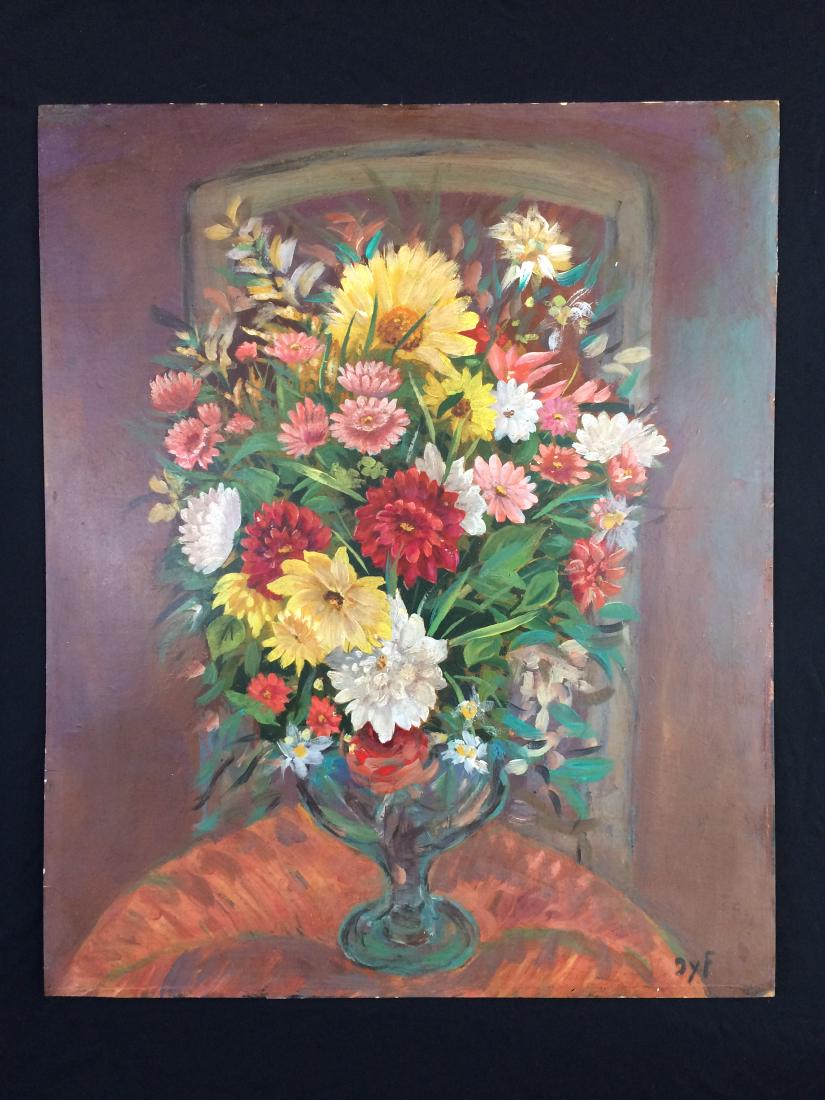Original Oil on Board Signed ''Dyf'' -- Still Life with (1 of 7)