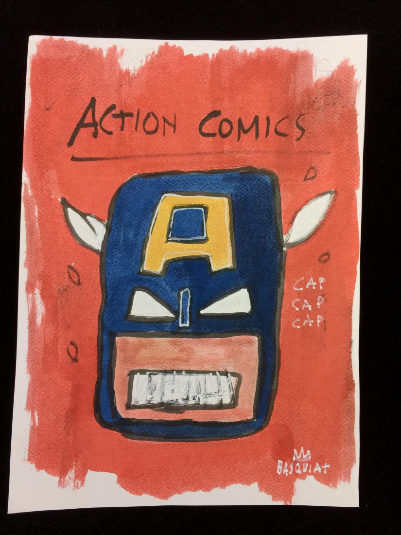 Original Gouache on Paper Signed ''Basquiat''-- Captain (1 of 3)