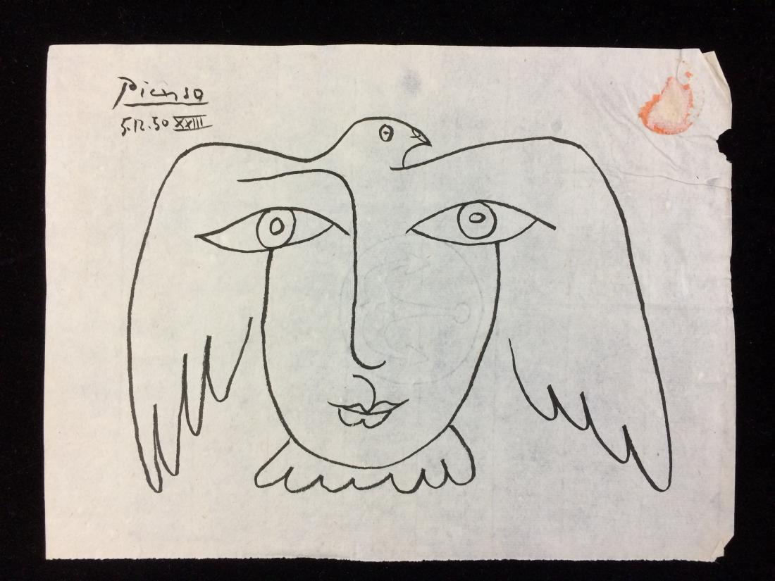 Original Ink on Paper Drawing Signed ''Picasso'' -- (1 of 4)