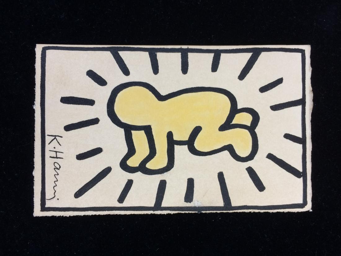Original Ink on Paper Signed ''K. Haring'' -- Radiating (1 of 3)