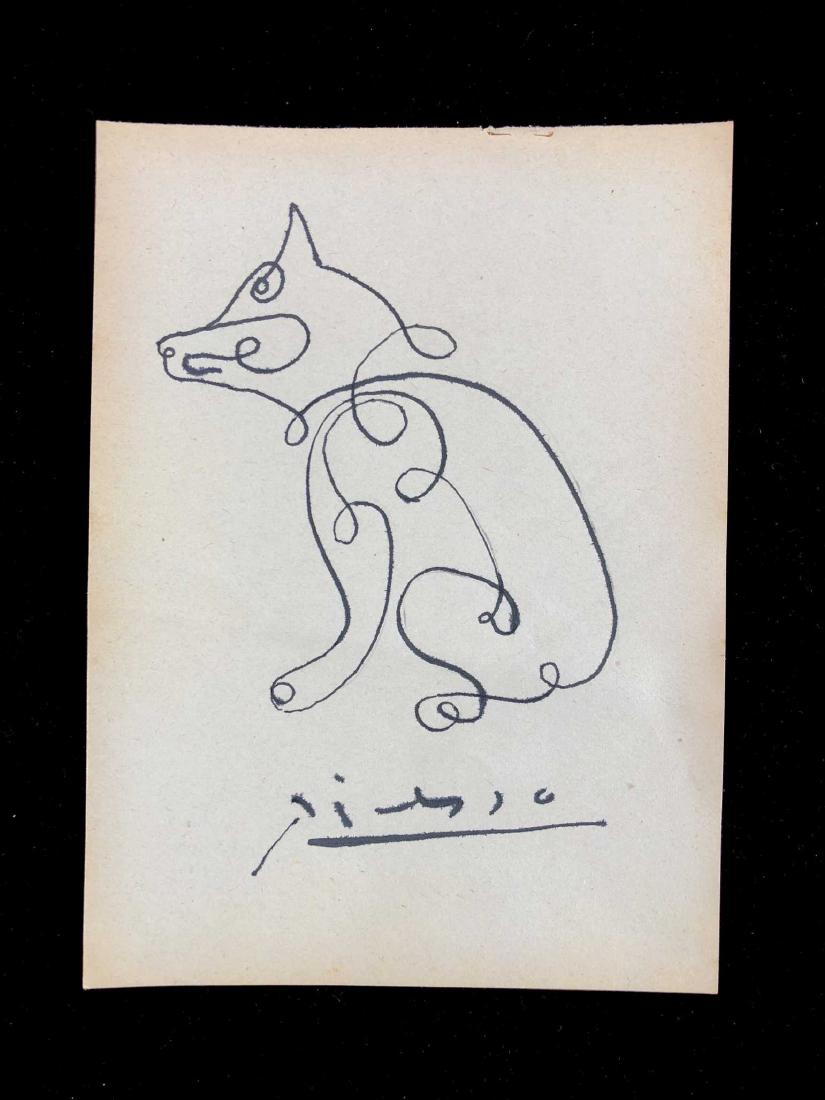 HAND DRAWN Ink on Paper Signed ''Picasso'' Dog (1 of 3)