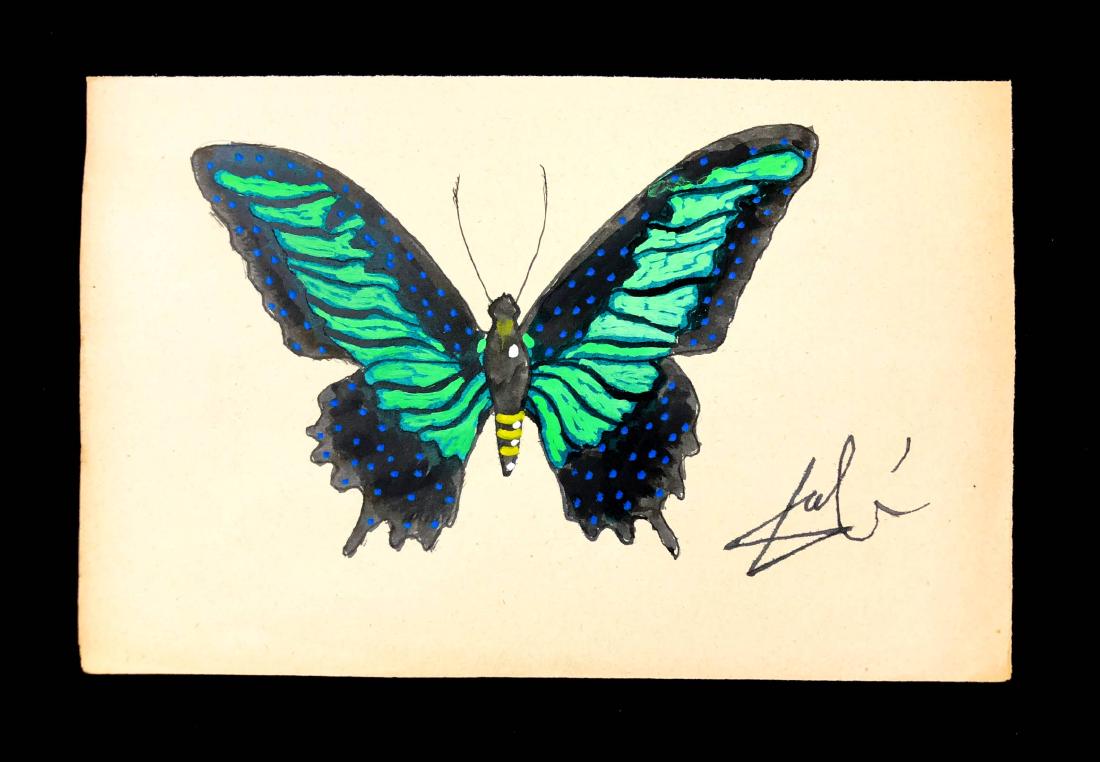 Salvador Dali (Spanish, 1904-1989) -- Hand Painted: This lot consists of a Hand Painted Watercolor on paper, done in the expressive Abstract Style of Surrealist artist Salvador Dali (Spanish, 1904-1989). Hand Signed "Dali" at bottom right. Image shows