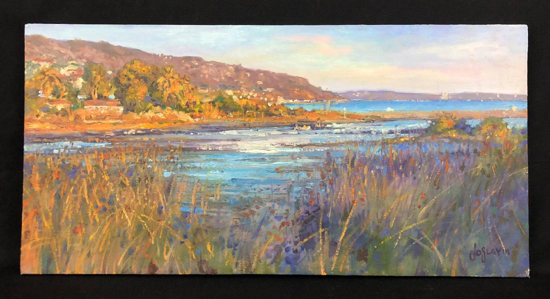 J.D. Slayin (20th/21st Century) -- Hand Painting: This lot consists of a Hand Painted Oil on Canvas that has been signed at lower right, "JD Slayin". Image features a many-layered, beautifully textured Impressionist-like piece. Gorgeous pastel shades