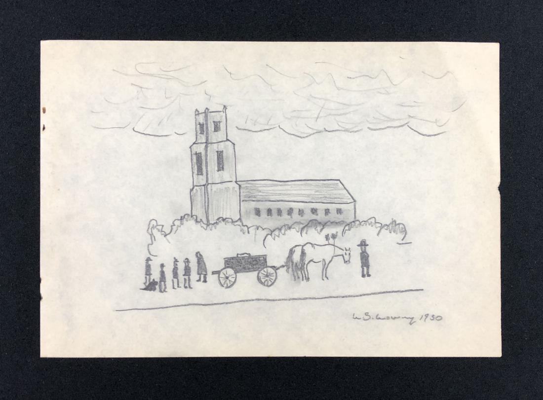 L.S. Lowry (English, 1887-1976) -- Hand Drawn and Hand (1 of 3)