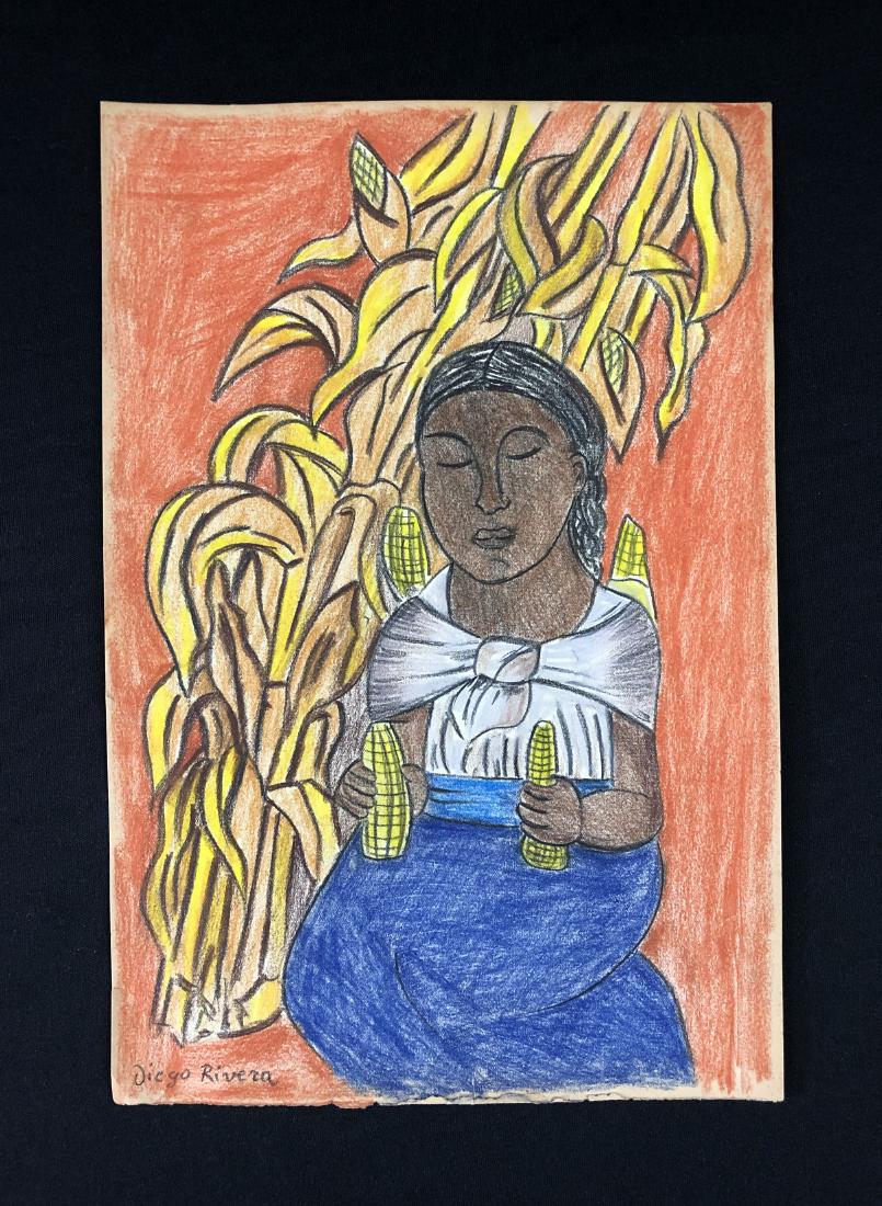Diego Rivera (Mexican, 1886-1957) -- Hand Drawn Crayon (1 of 4)