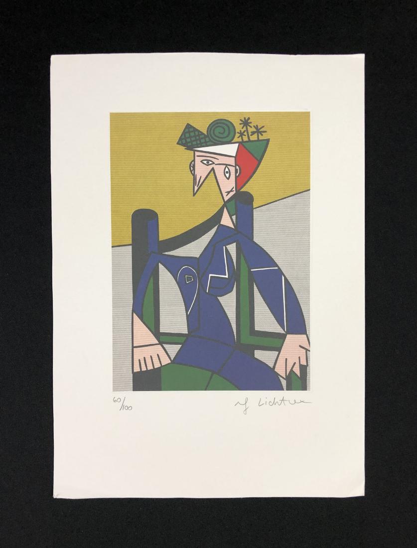 Roy Lichtenstein (1923-1997) -- Hand Inscribed Print: This lot consists of a fine art print on paper, with "Roy Lichtenstein" hand written in graphite at bottom right. To the left of the signature is the numbering "60/100" hand written in graphite. This