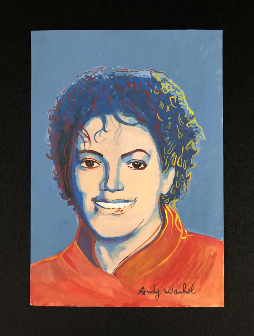 Andy Warhol (1928-1987) - Gouache Drawing - style of: This lot consists of a lovely gouache illustration on paper, hand-painted and hand inscribed "Andy Warhol" at lower right. This Pop Art image depicts a stark, black-and-white view of the late pop star