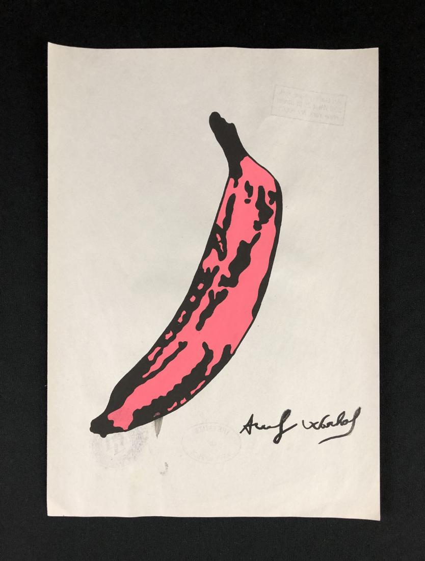 Andy Warhol (1928-1987) -- Hand Drawing - style of: This lot consists of a mixed media (ink and gouache) illustration on paper, with "Andy Warhol" handwritten by artist at lower right. This Pop Art image depicts a stark, pink-and-black view of an other