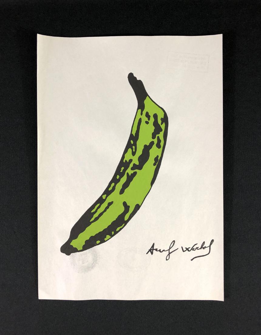 In the style of Andy Warhol-- Mixed Media on: This lot consists of a mixed media (ink and gouache) illustration on paper, hand-painted and - "Andy Warhol" at lower right. This Pop Art image depicts a stark, green-and-black view of an otherwise li