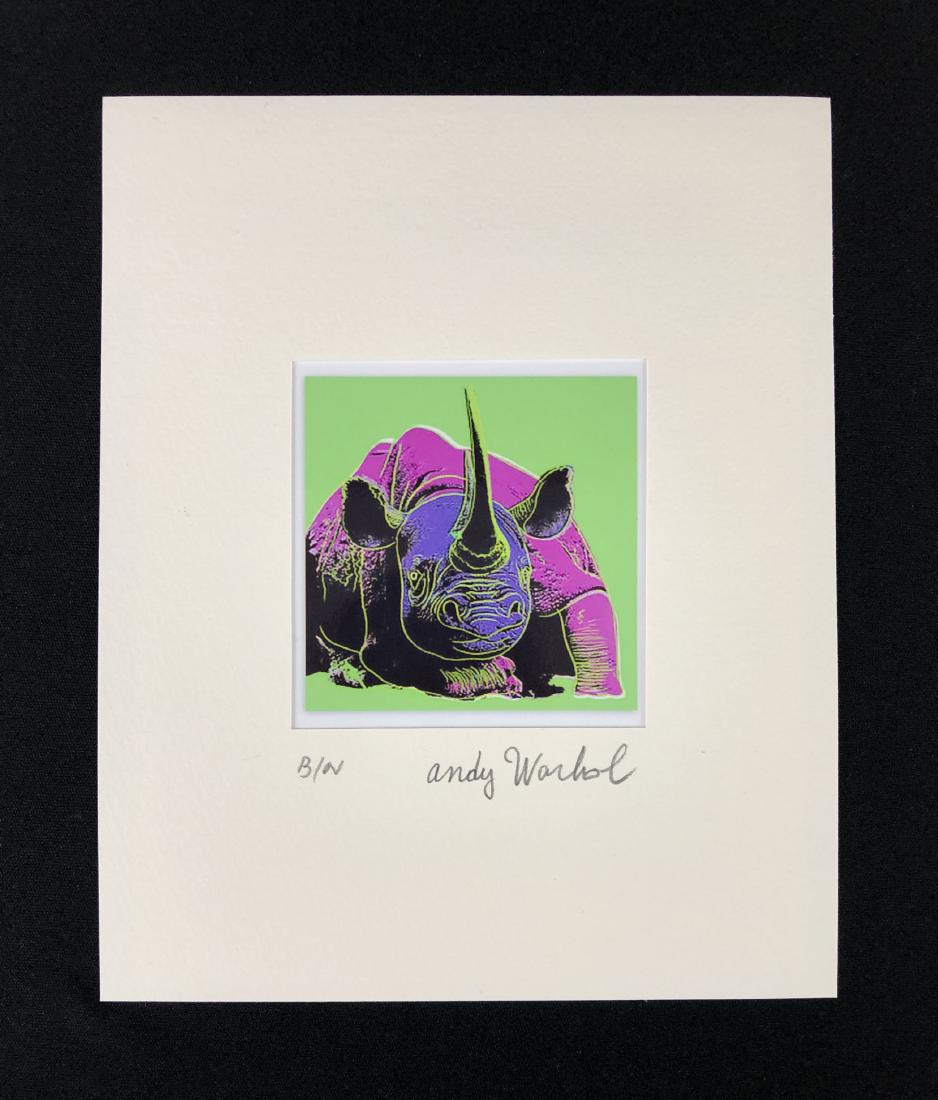 In the style of Andy Warhol-- Fine Art Print on: This lot consists of a fine art print on paper, matted and . A pair of handwritten graphite inscriptions at bottom of composition read, "B/N" and, "Andy Warhol". This vibrant, Pop Art image depicts a 