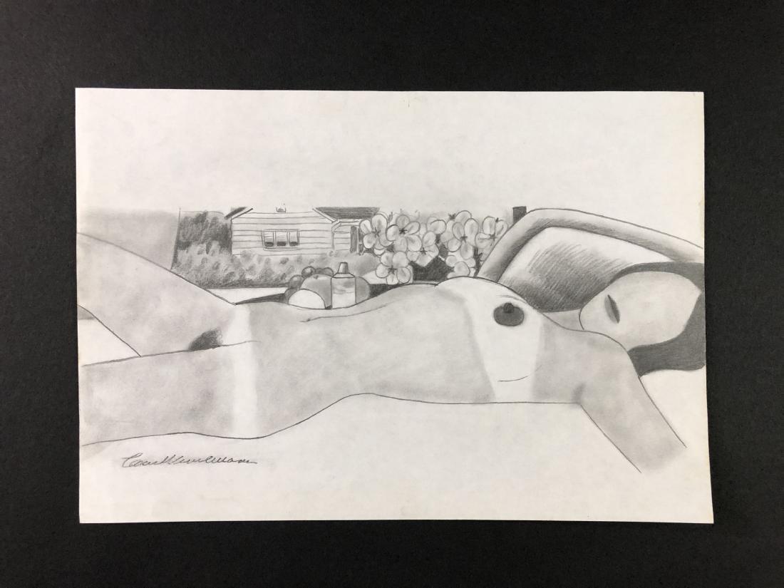 Tom Wesselman (1931-2004) - Graphite on Paper: This lot consists of a graphite drawing on paper attributed to Tom Wesselman (American, 1931-2004). Hand inscription at bottom reads, "Tom Wesselman". This Pop Art image depicts a faceless nude woman 