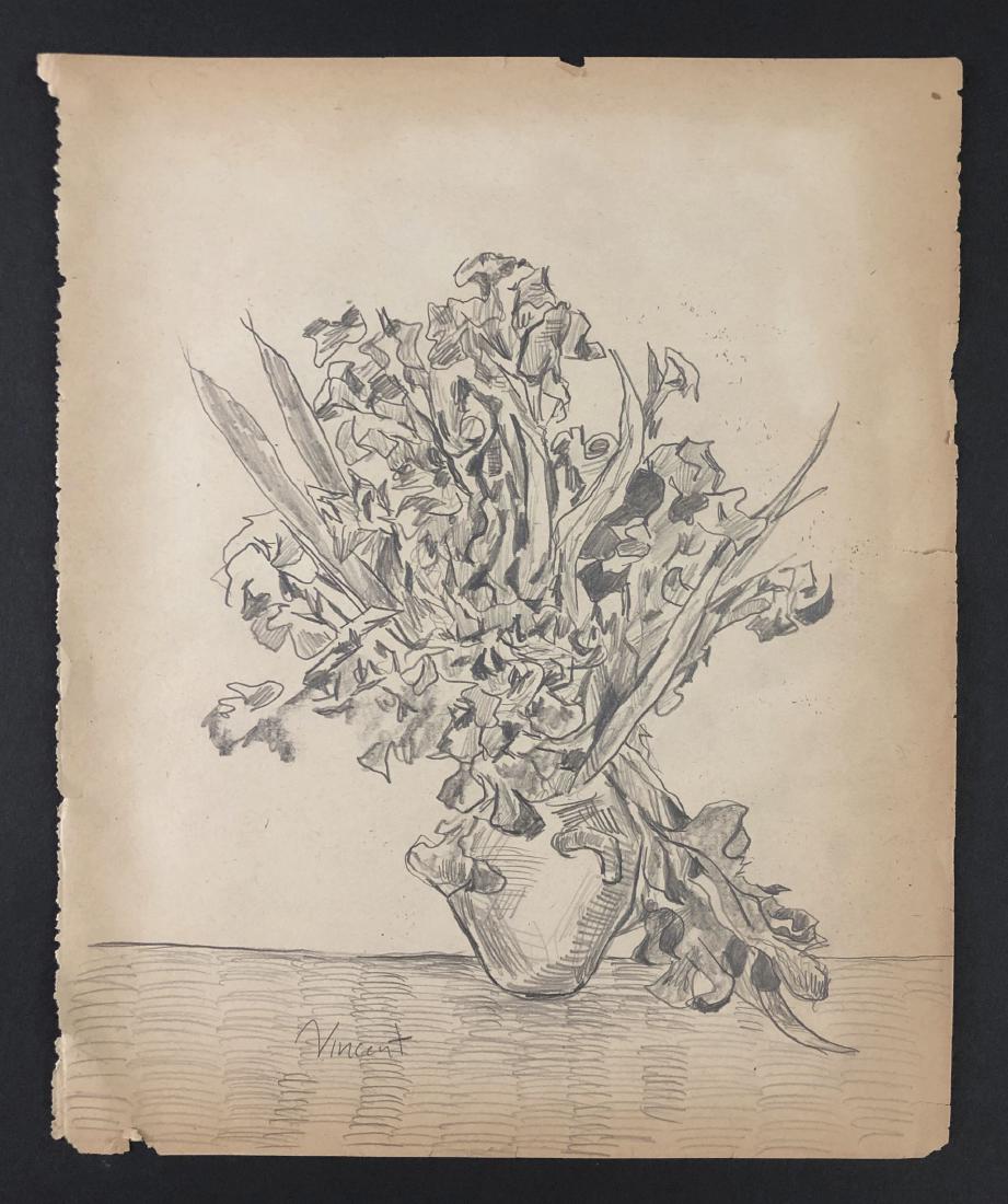 Vincent Van Gogh (Dutch,1853-1890) - Graphite Drawing: This lot consists of a graphite drawing on paper, attributed to Post-Impressionist Vincent Van Gogh (Dutch, 1853 -1890). Hand inscription at bottom reads, "Vincent" also in graphite. This Post-Impress