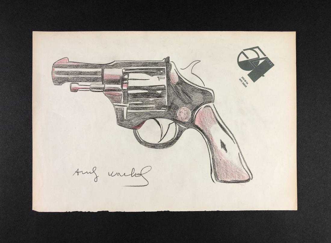 Andy Warhol (1928-1987) - Colored Pencil on Paper: This lot consists of a colored pencil illustration on paper, attributed to Andy Warhol (American, 1928-1987). Done on stock bearing the letterhead of famed New York nightclub, Studio 54, which was a f