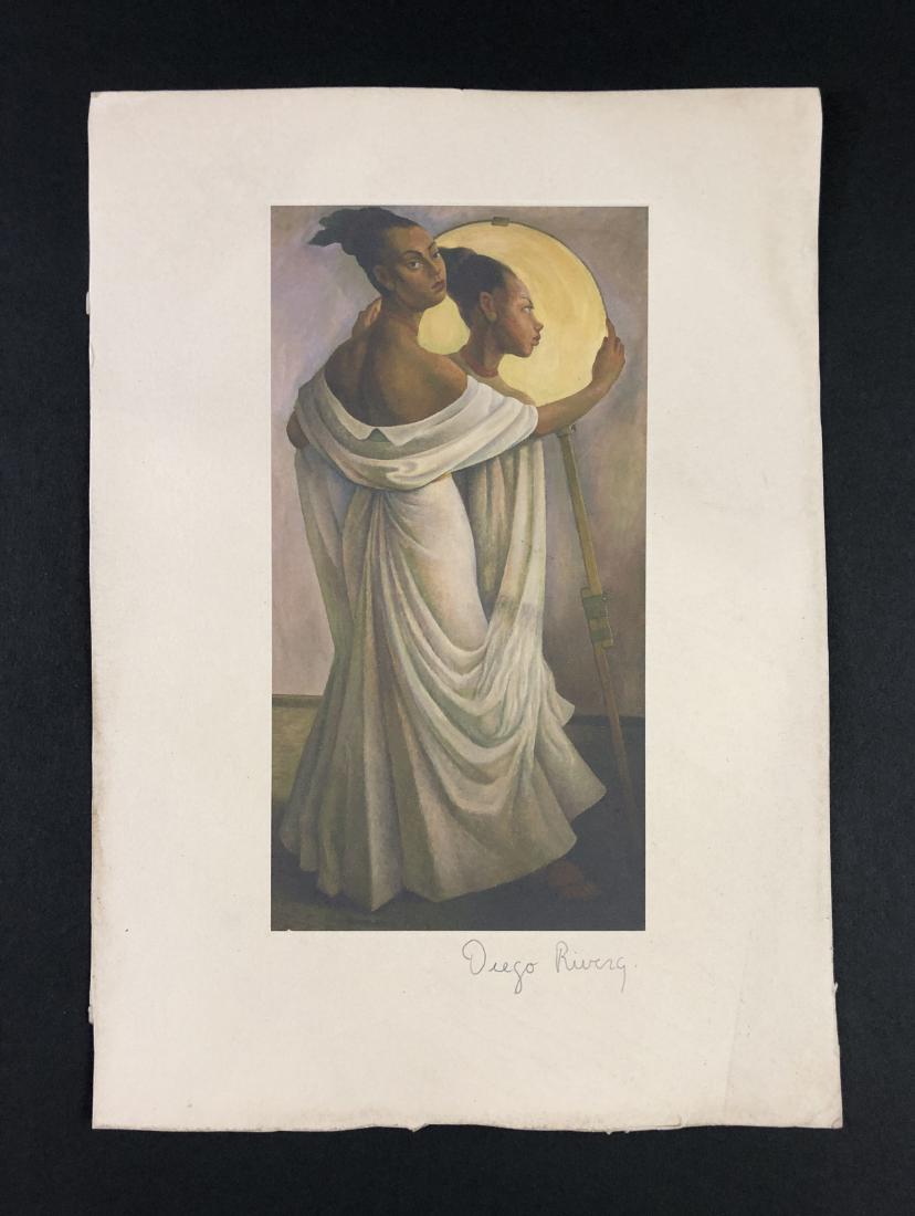 Diego Rivera (1886-1957) - Fine Art Print on Paper: This lot consists of a fine art print on paper, attributed to Diego Rivera (Mexican, 1886-1957). Graphite inscription at lower right reads, "Diego Rivera". Image depicts a woman of regal stature, wear