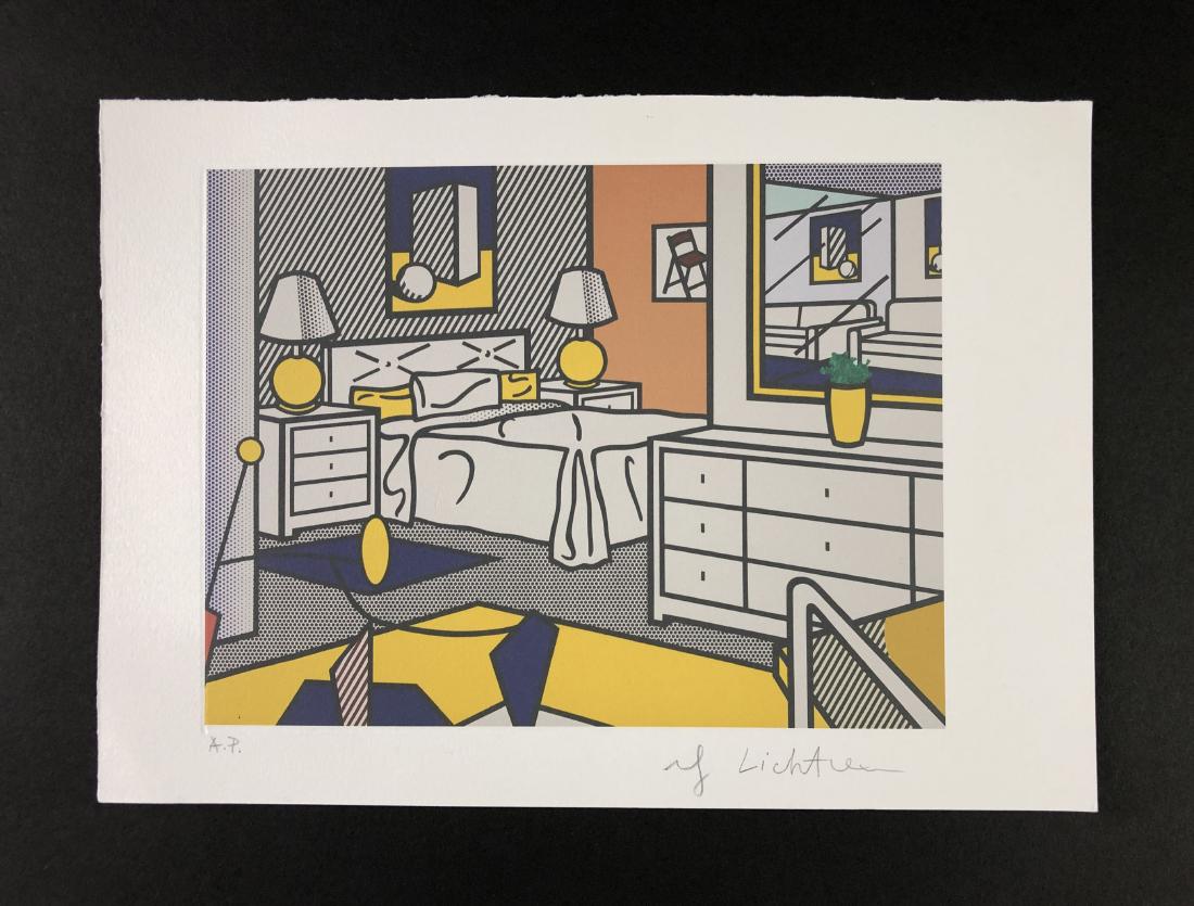 Roy Lichtenstein (1923-1997) - Fine Art Print on Paper: This lot consists of a fine art print on paper, attributed to Roy Lichtenstein (American, 1923-1997). Graphite inscription at bottom reads, "A.P. Roy Lichtenstein". This Pop Art image depicts a serene