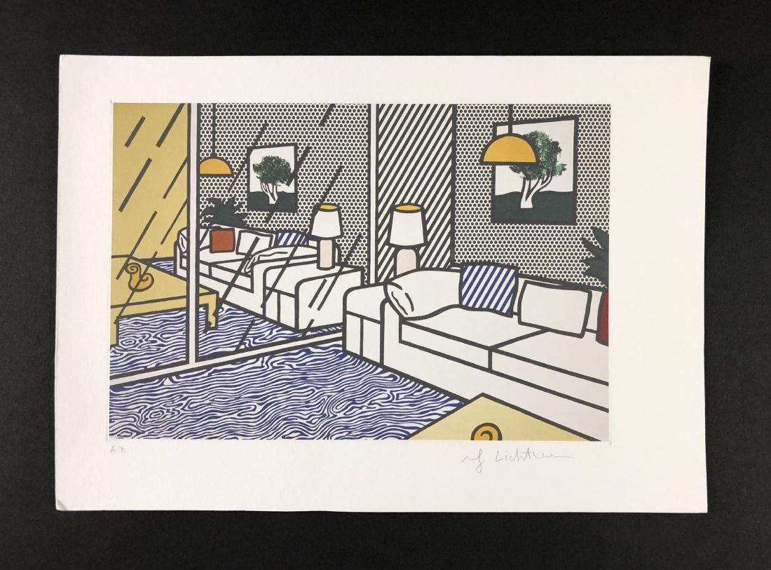 Roy Lichtenstein (1923-1997) - Fine Art Print: This lot consists of a fine art print on paper, attributed to Roy Lichtenstein (American, 1923-1997). Graphite inscription at bottom reads, "A.P. Roy Lichtenstein." This Pop Art image depicts a serene