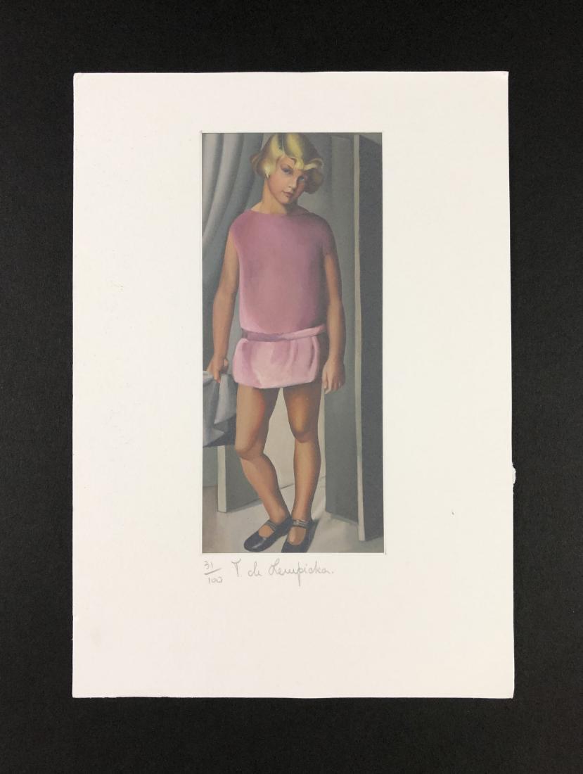 Tamara de Lempicka (1898-1980) - Fine Art Print on: This lot consists of a fine art print on paper, attributed to Tamara de Lempicka (Polish, 1898-1980). Hand-numbered and in graphite at bottom of composition, "31/100. T de Lempicka." This polished ima