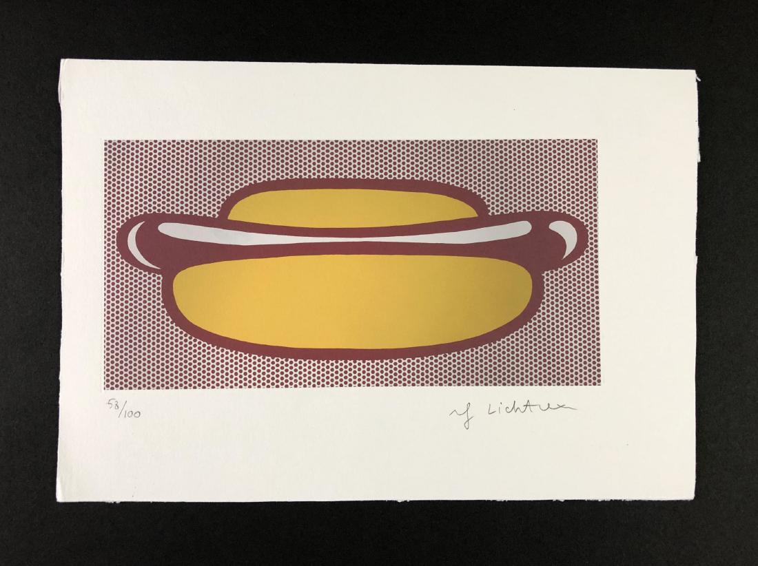 Roy Lichtenstein (1923-1997) - Fine Art Print on Paper: This lot consists of a fine art print on paper, attributed to Roy Lichtenstein (American, 1923-1997). Graphite inscription at bottom reads, "58/100. Roy Lichtenstein." This fabulous Pop Art image depi