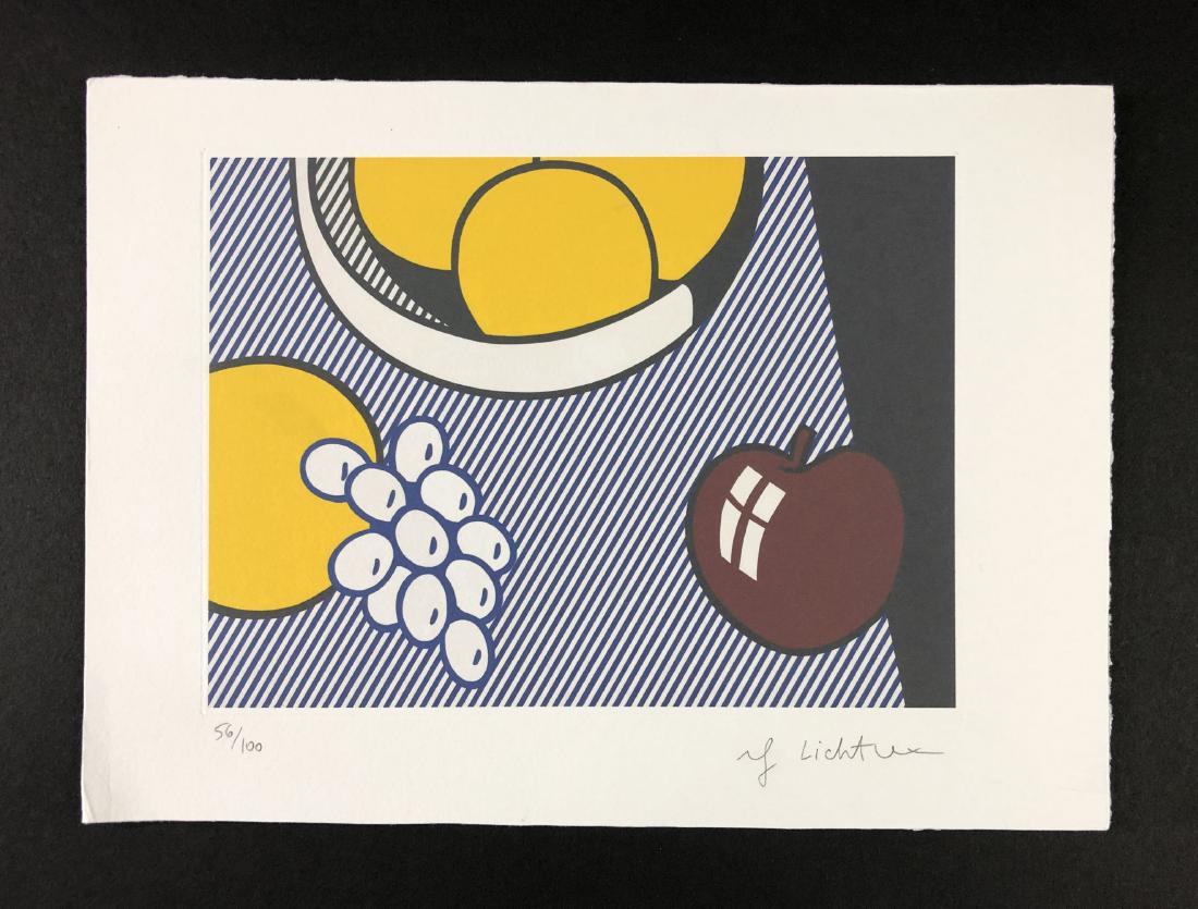 Roy Lichtenstein (1923-1997) - Fine Art Print: This lot consists of a fine art print on paper, which is attributed to Roy Lichtenstein (American, 1923-1997). Inscriptions can be seen at bottom, in graphite handwriting: "56/100. Roy Lichtenstein."
