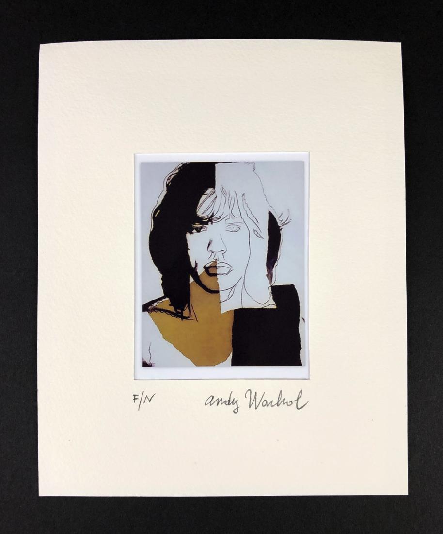 Andy Warhol (1928-1987) â€“ Fine art Print on Paper: This lot consists of a fine art print on paper, attributed to Andy Warhol (American, 1928-1987). This Pop art image depicts a Mick Jaggers head. Hand inscription below reads "R/C Andy Warhol". matt me