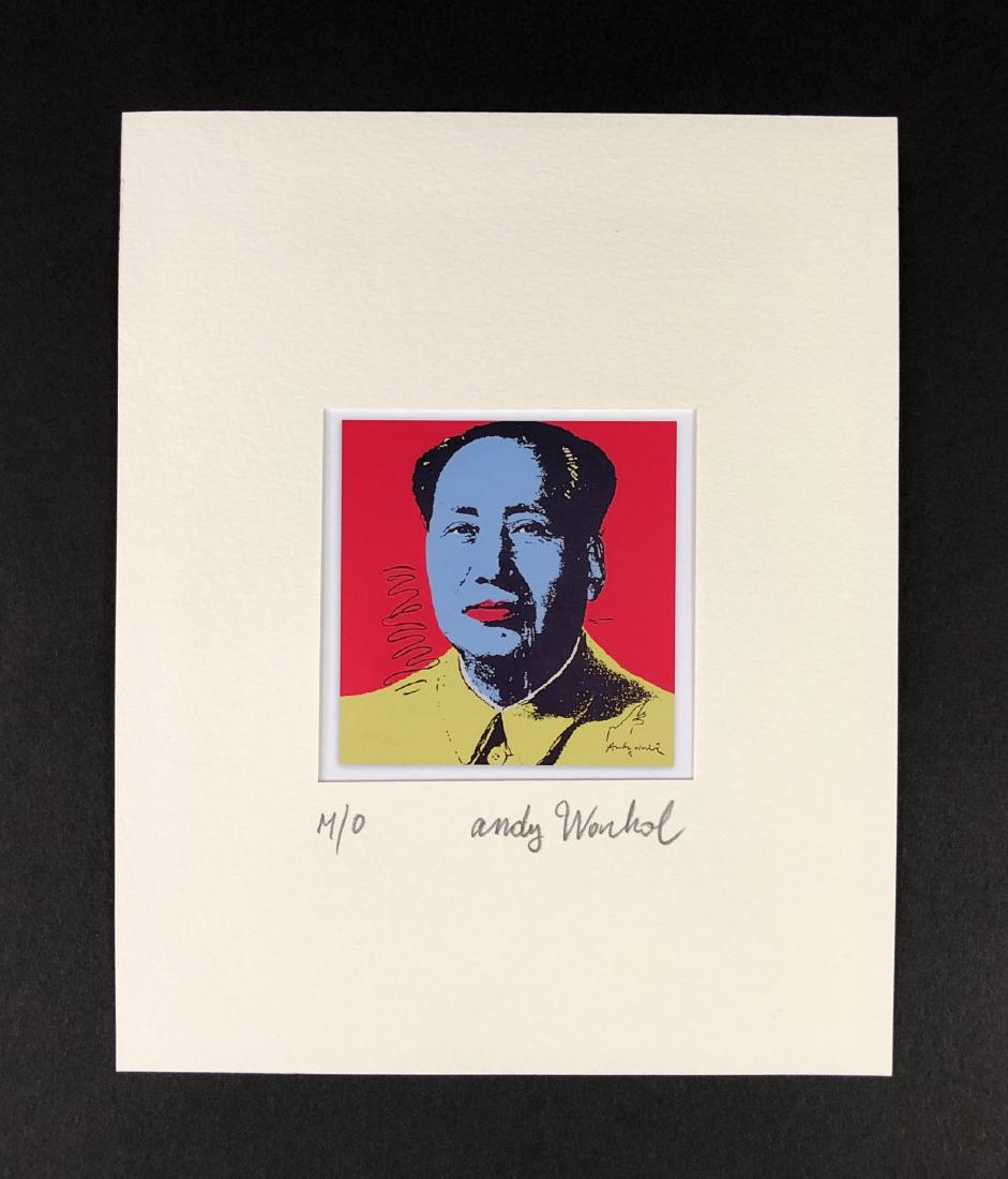Andy Warhol (1928-1987) â€“ Fine art Print on Paper: This lot consists of a fine art print on paper, attributed to Andy Warhol (American, 1928-1987). This Pop art image depicts Chinese Chairman Moo. Hand inscription below reads "M/O Andy Warhol". matt m