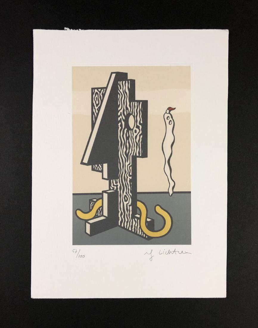 Roy Lichtenstein (1923-1997) - Fine Art Print: This lot consists of a fine art print on paper, attributed to Roy Lichtenstein (American, 1923-1997). numbered at bottom, in graphite handwriting, "57/100. Roy Lichtenstein." This Pop Art image depict