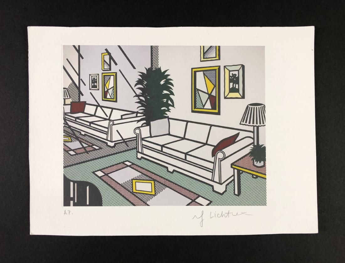Roy Lichtenstein (1923-1997) - Fine Art Print: This lot consists of a fine art print on paper, attributed to Roy Lichtenstein (American, 1923-1997). Graphite inscription at bottom reads, "A.P. Roy Lichtenstein." This Pop Art image depicts a serene