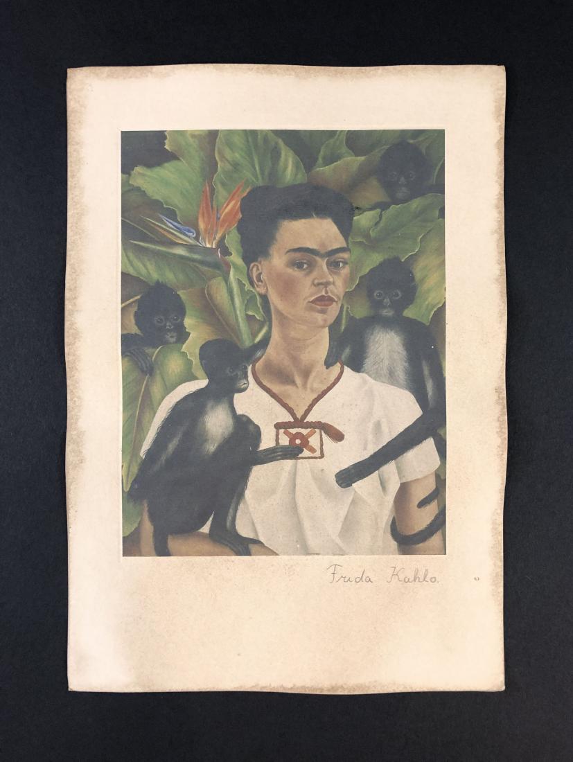 Frida Kahlo (1907-1954) - Fine Art Print on Paper: This lot consists of a fine art print on paper, attributed to Frida Kahlo (Mexican, 1907-1954). Graphite inscription at bottom of composition reads, "Frida Kahlo". Image depicts a proud Mexican woman 