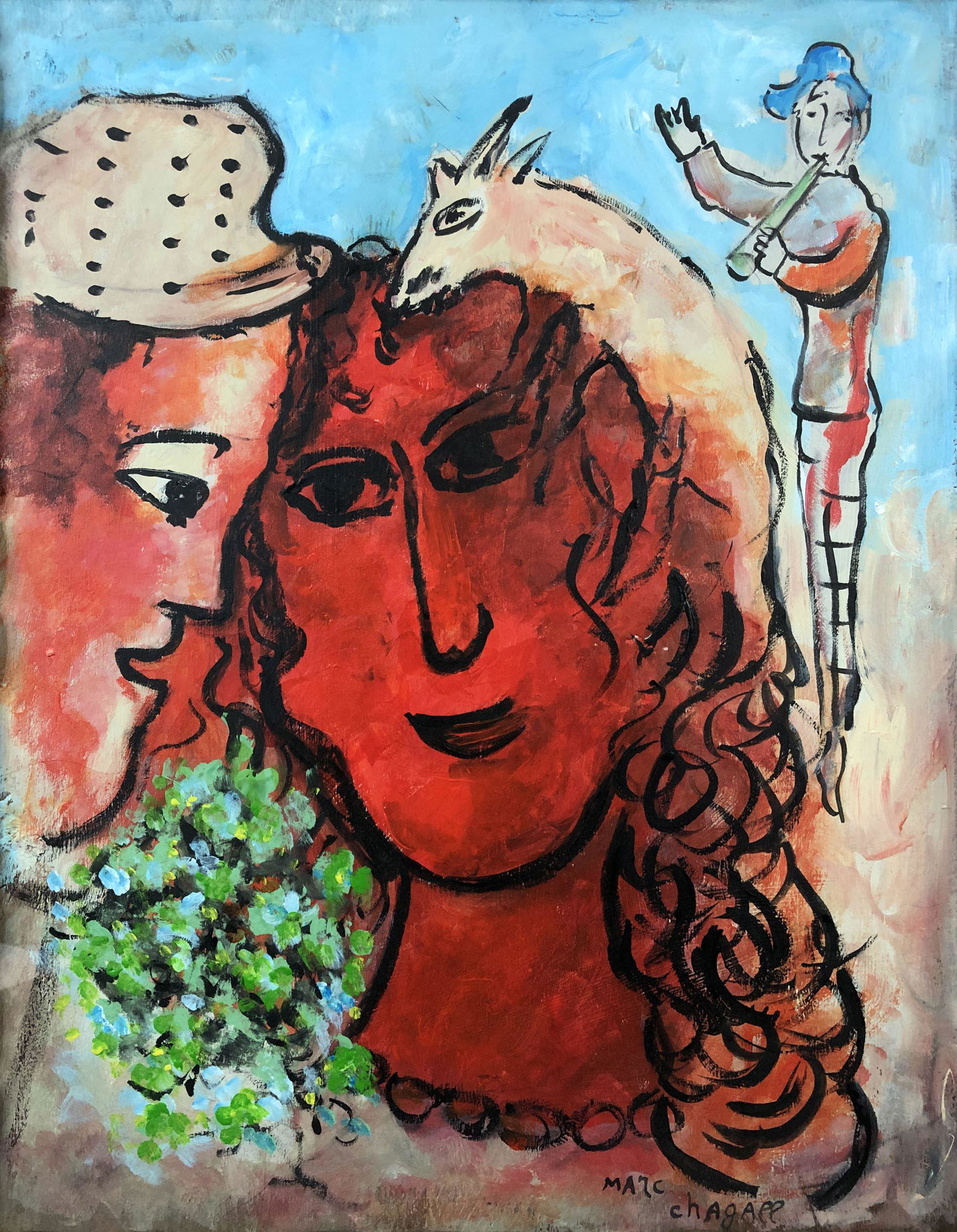 Marc Chagall (1887-1985) -- Mixed Media Painting (1 of 8)