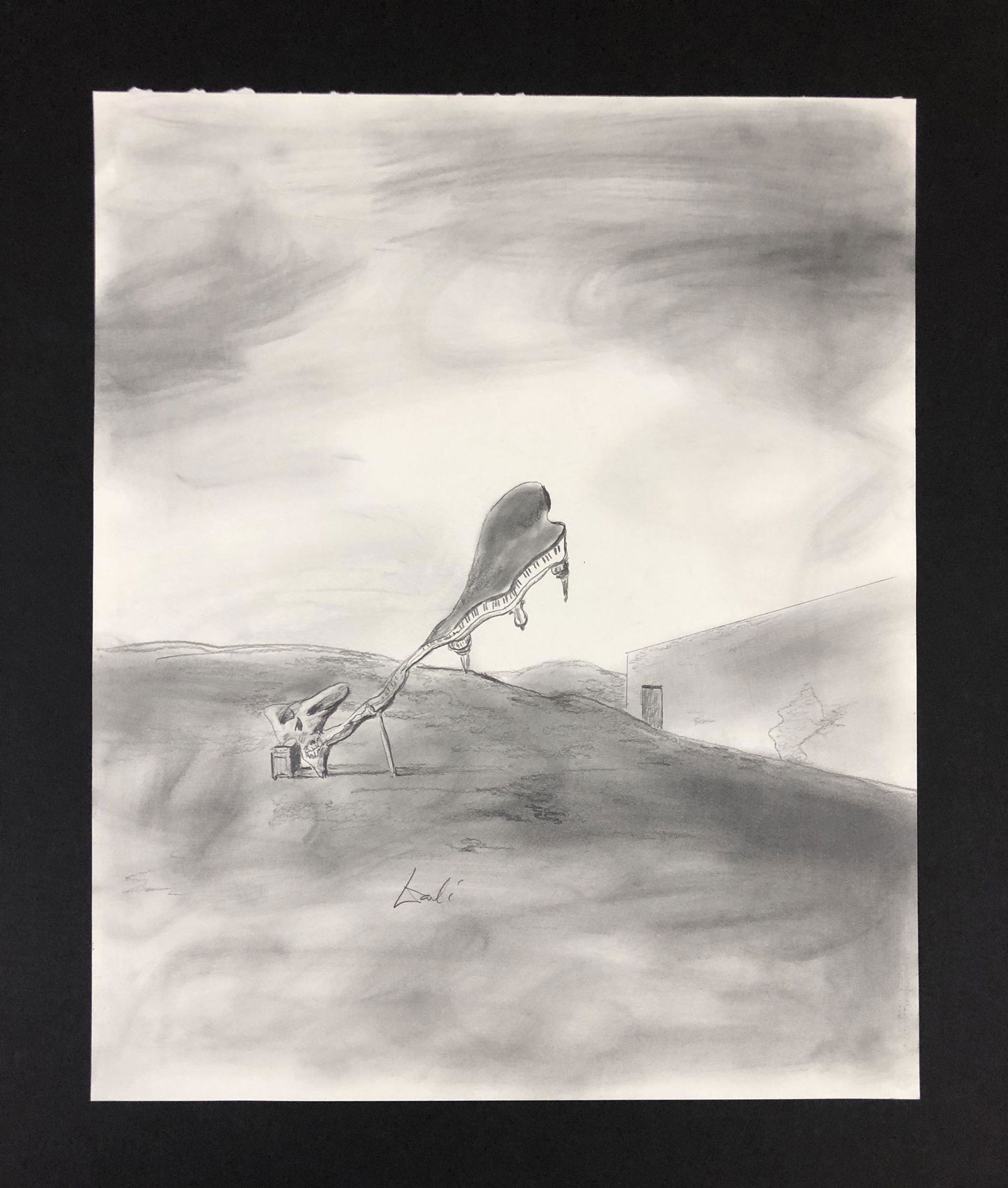 Salvador Dali (1904 - 1989) - Graphite on Paper: This lot consists of a graphite illustration on paper, done in the Surrealist style of Salvador Dali (Spanish, 1904-1989). "Dali" is handwritten in graphite at bottom center. Image depicts a grand pia