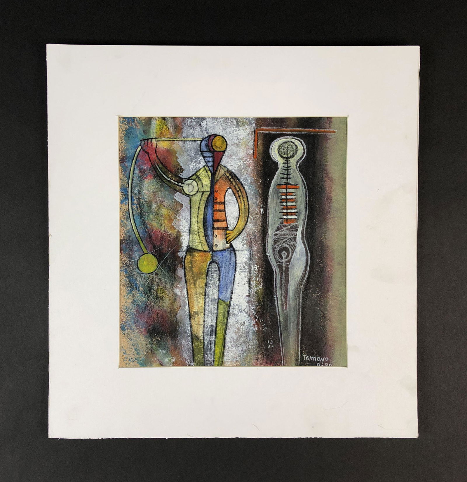 Rufino Tamayo (1889-1991) - Mixed Media Drawing: This lot consists of a mixed media (graphite, gouache, and pastel) illustration on paper, done in the modern style of Cubist artist Rufino Tamayo (Mexican, 1899-1991). "Tamayo" is written by hand at l