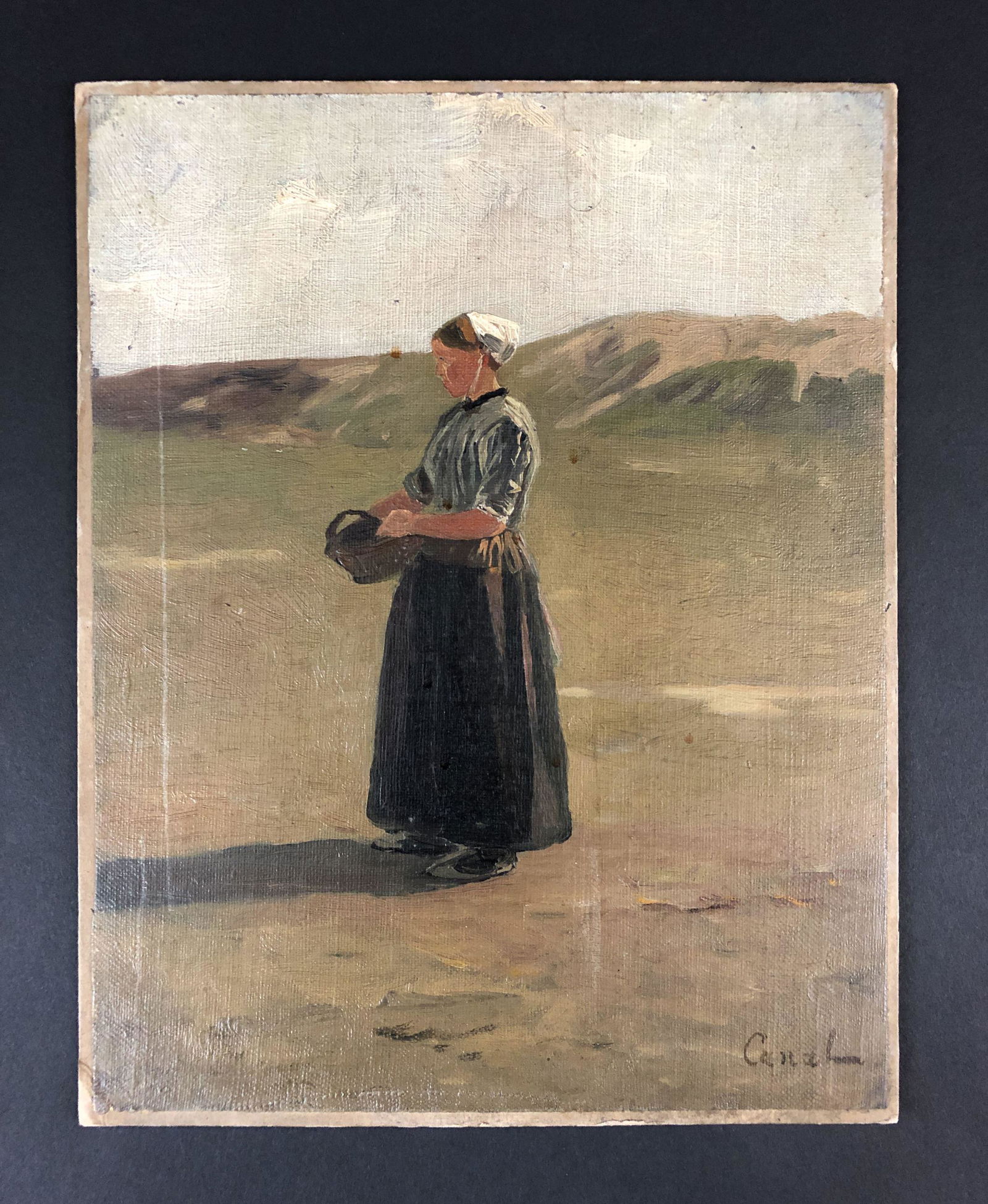 Gilbert von Canal (Austrian, 1849-1927)- Oil Painting: This lot consists of an oil painting on canvas board, done in the style of Gilbert von Canal (Austrian, 1849-1927). A handwritten inscription at lower right reads, "Canal". This unframed piece measure