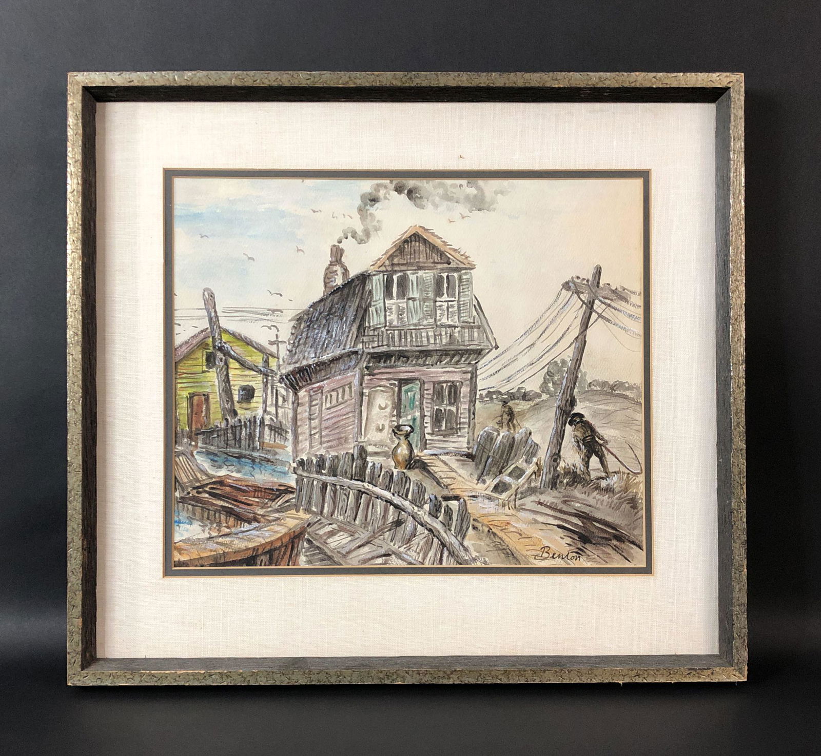 Thomas Hart Benton (1889 - 1975) -- Watercolor Painting (1 of 7)